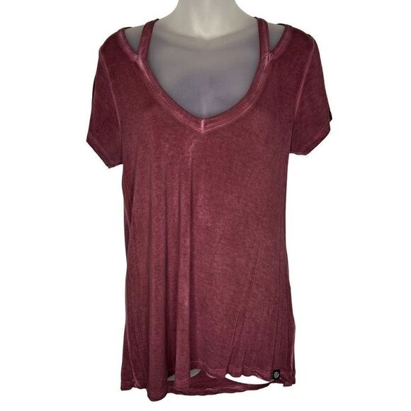 Treasure & Bond Oil Washed Cutout Tee Shirt XS - Picture 1 of 8
